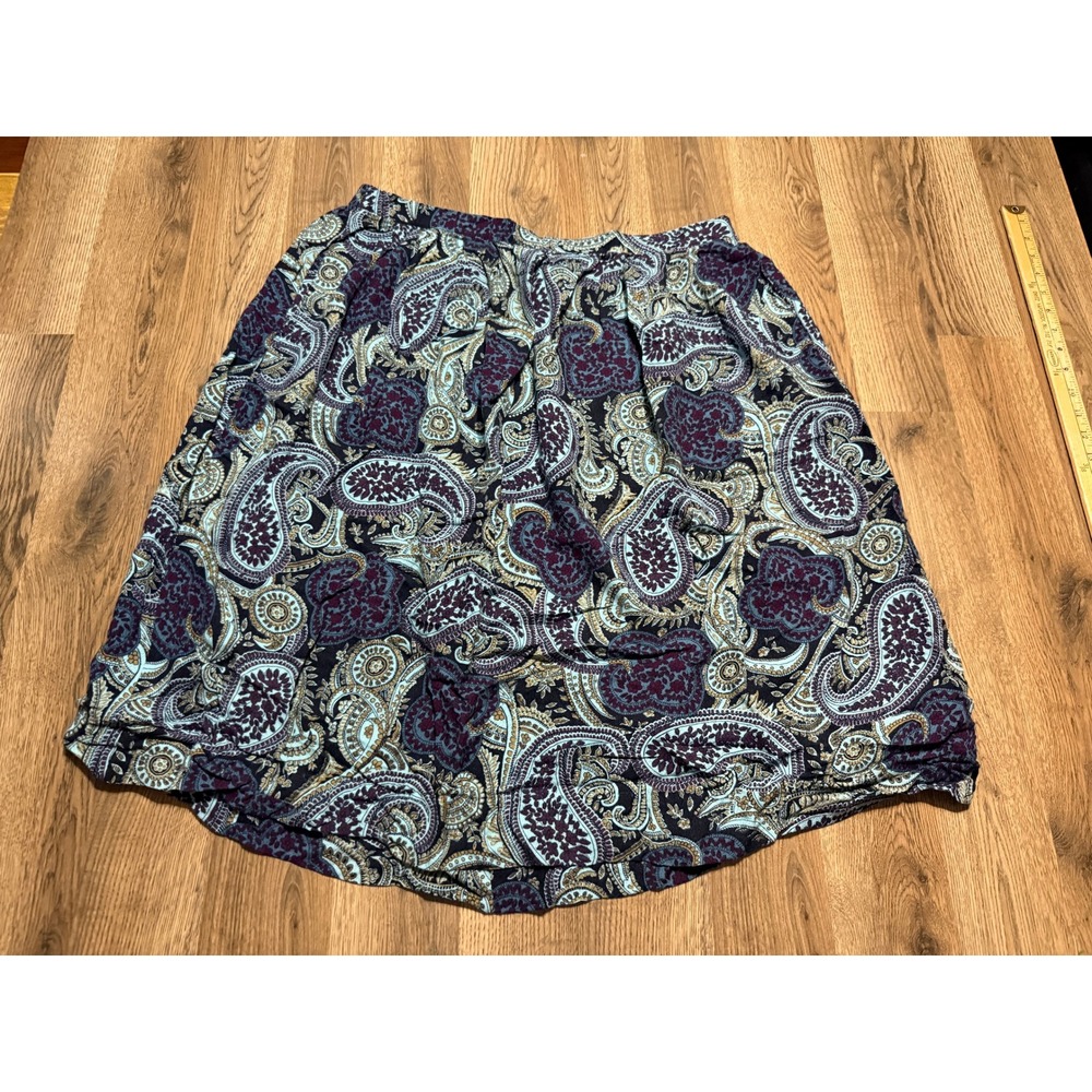 Sag Harbor Skirt Womens Size 1X Blue Purple Paisley Rayon Elastic Waist